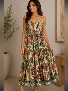 Me 2 Magic Boho floral lace maxi dress